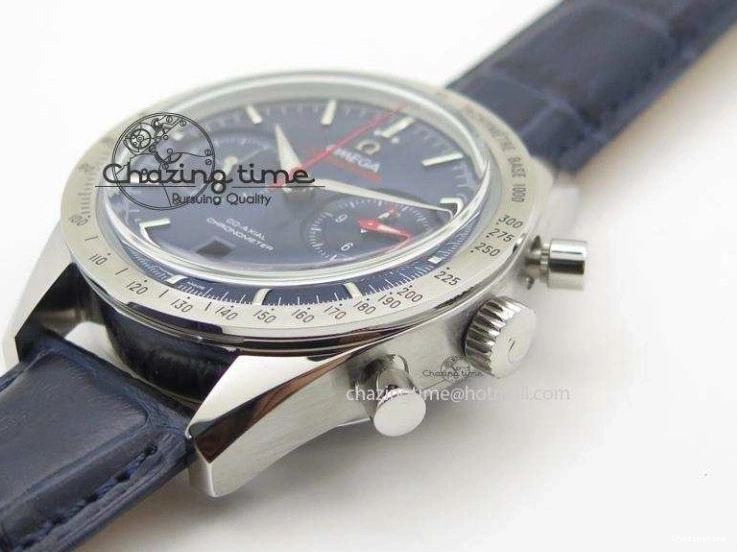 0505 DailyWear Speedmaster ’57 SS Chrono AXF Best Edition Blue Dial on Blue Leather Strap A 8279